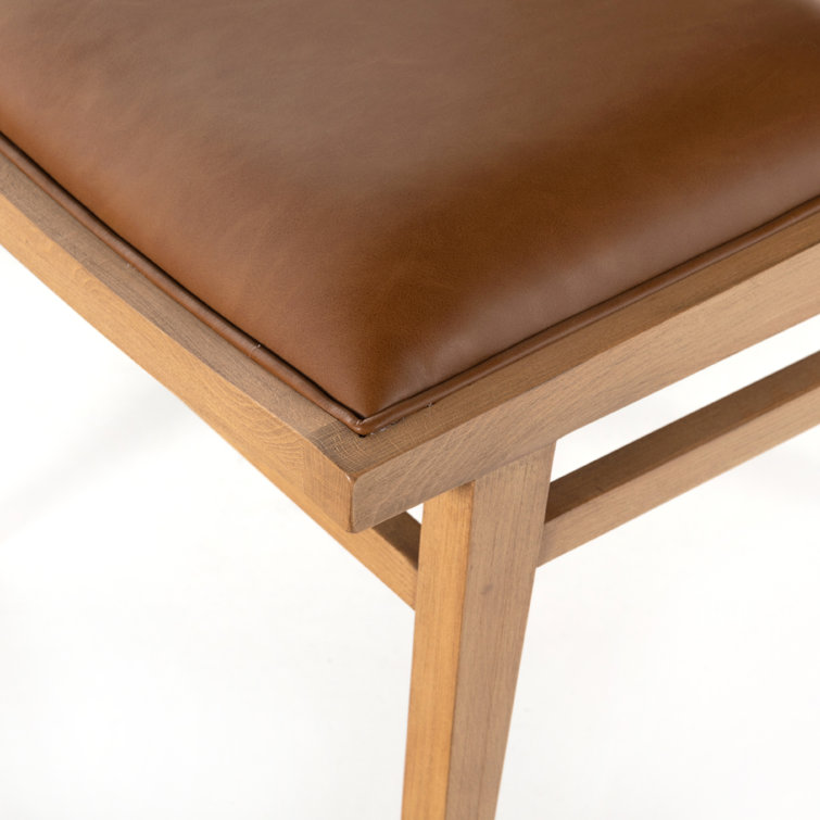 Contemporary Butterscotch Leather and Cane Side Chair in Brown