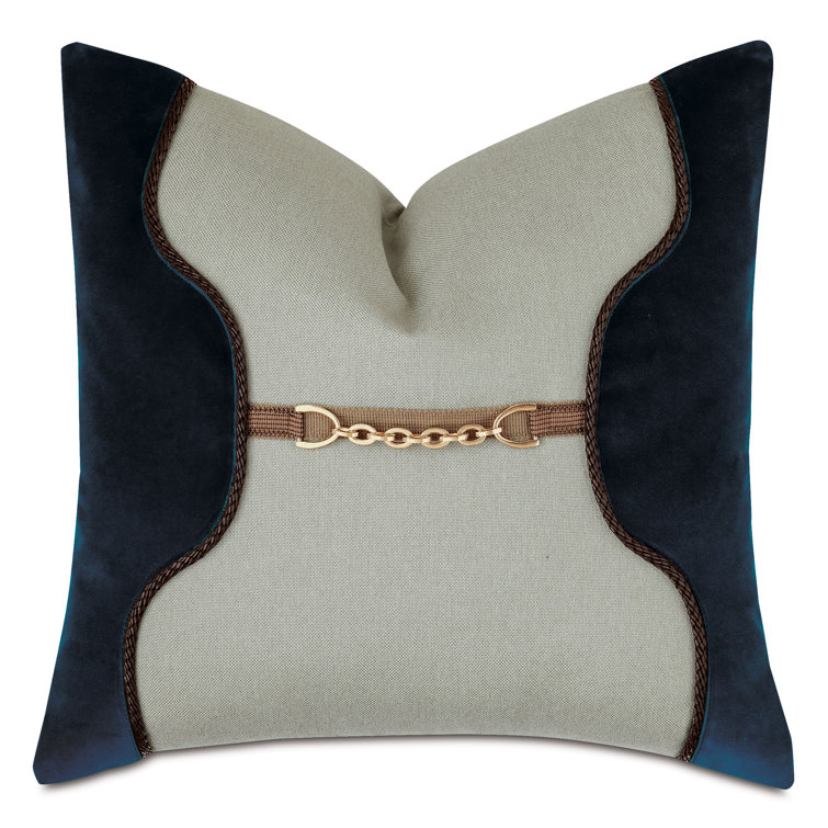 Velvet and Cotton Blend Equestrian Throw Pillow