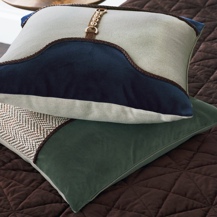 Velvet and Cotton Blend Equestrian Throw Pillow