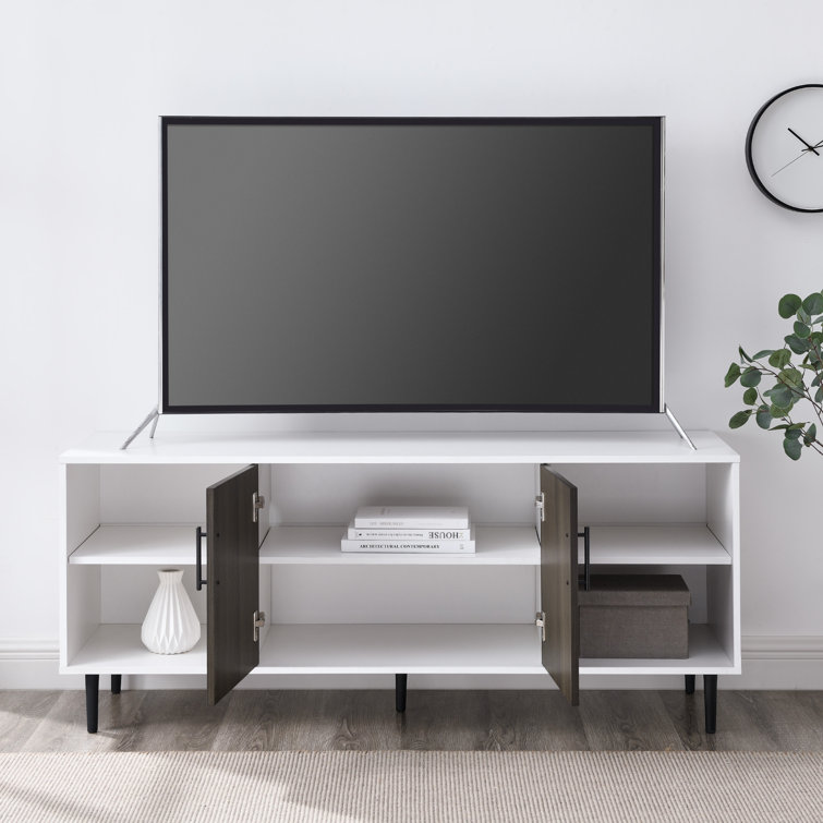 Ash Brown Faux-Bookmatch 58'' Media Console with Cabinet
