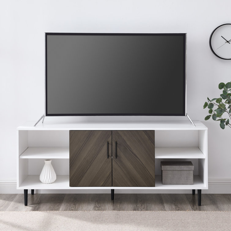 Ash Brown Faux-Bookmatch 58'' Media Console with Cabinet