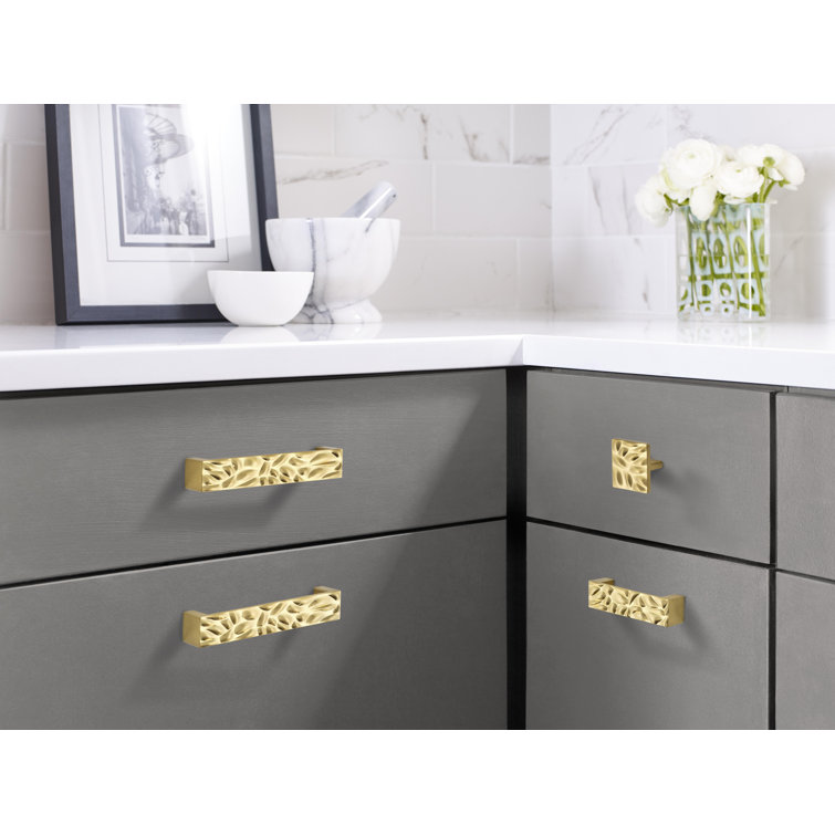 Brushed Gold Textured Bar Pull with Mounting Hardware