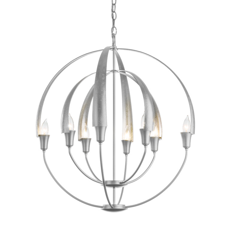 Vintage Platinum 8-Light Steel Globe Chandelier