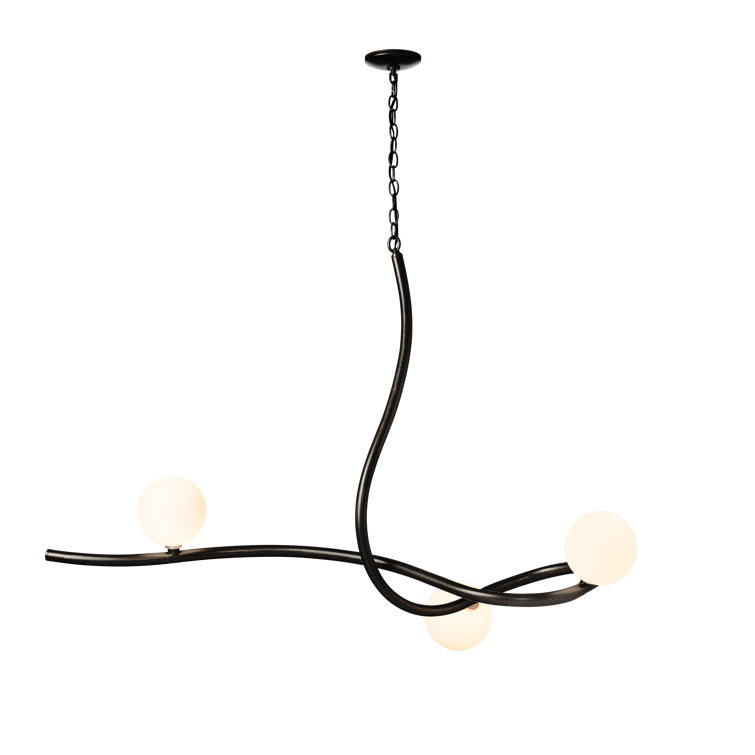 Black Bronze Opal Glass Globe Linear Chandelier