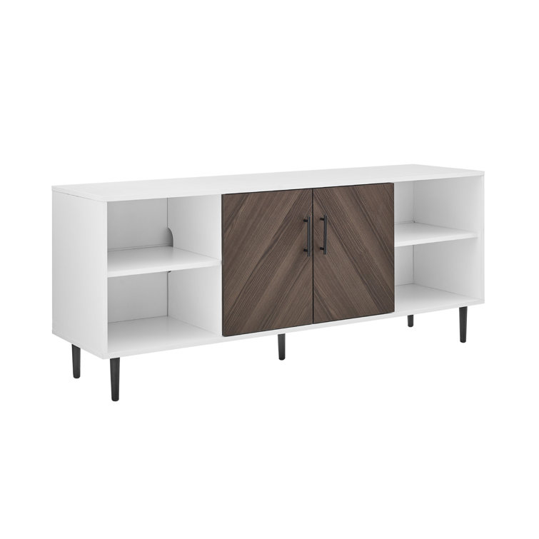 Ash Brown Faux-Bookmatch 58'' Media Console with Cabinet