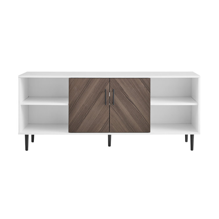 Ash Brown Faux-Bookmatch 58'' Media Console with Cabinet