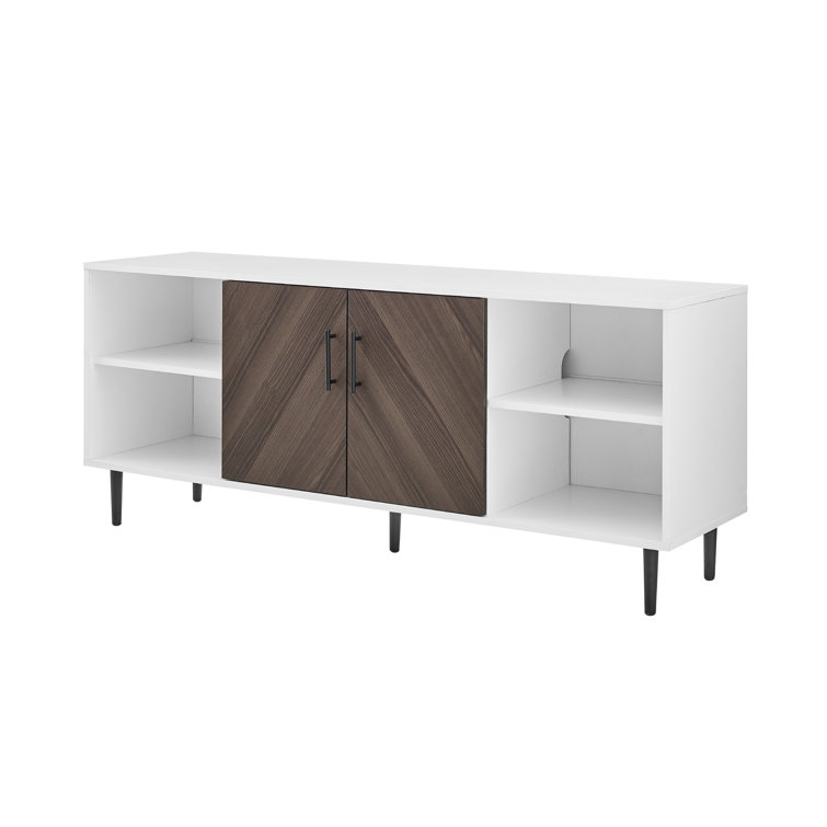 Ash Brown Faux-Bookmatch 58'' Media Console with Cabinet