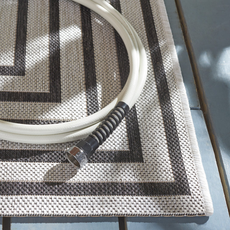Light Grey and Charcoal Geometric Indoor/Outdoor Area Rug 3' x 5'