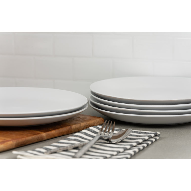 Wazee Matte White 10.5" Ceramic Dinner Plate Set