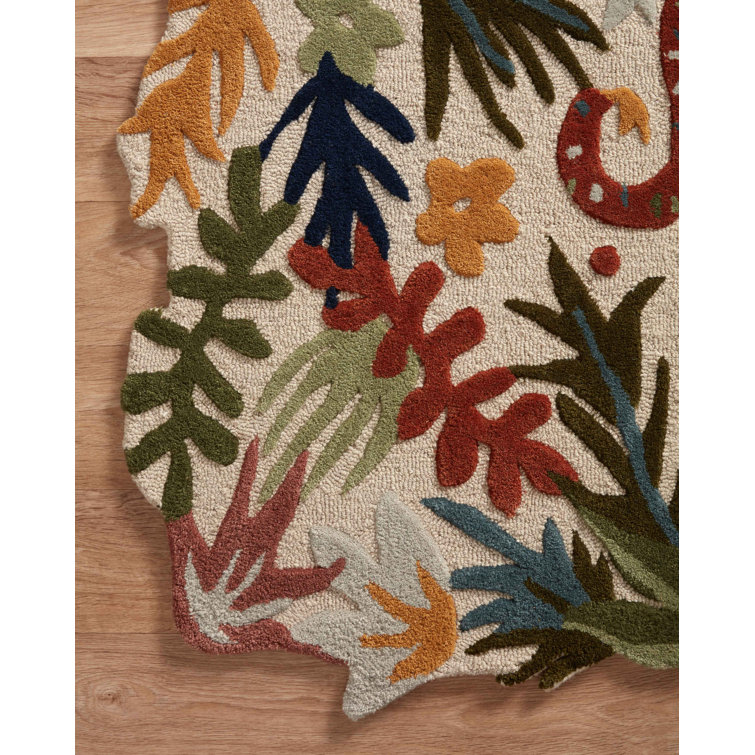 Optimism Ivory/Fiesta 5' x 7' Hand-Tufted Wool Rectangular Rug