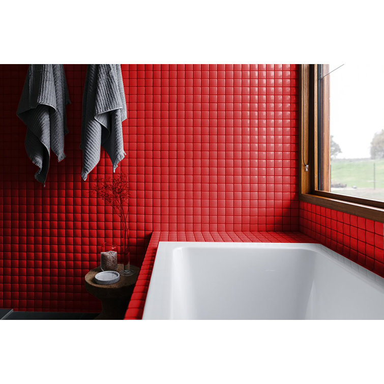 Red Glossy Glass 12x12 Square Mosaic Tile