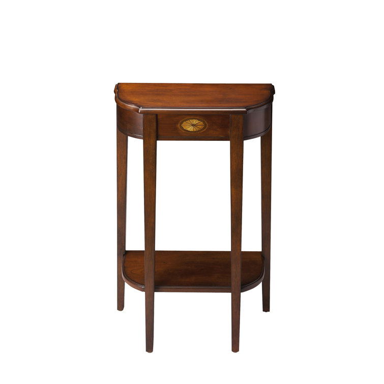Cherry Wood Demilune Console Table with Storage