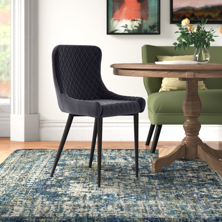 Contemporary Etta Dark Grey Velvet Upholstered Side Chair