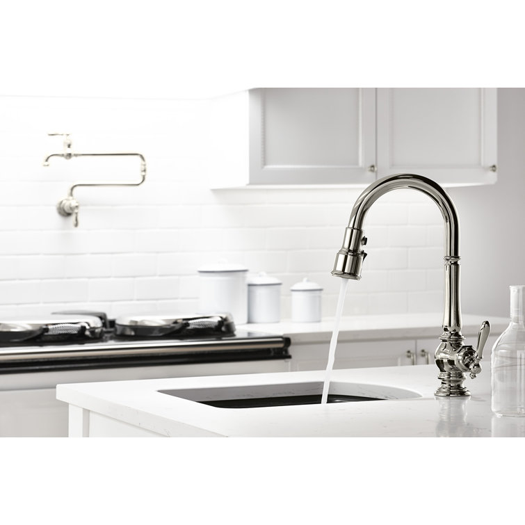 Artifacts Polished Chrome Single Handle 10" Pull Down Kitchen Faucet