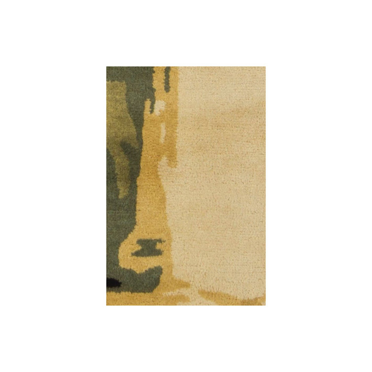 Nirvana Blue and Beige Wool Abstract 5' x 7' Rug