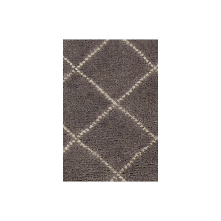 Charcoal and Cream Hand-Knotted Wool Area Rug, 5' x 7'