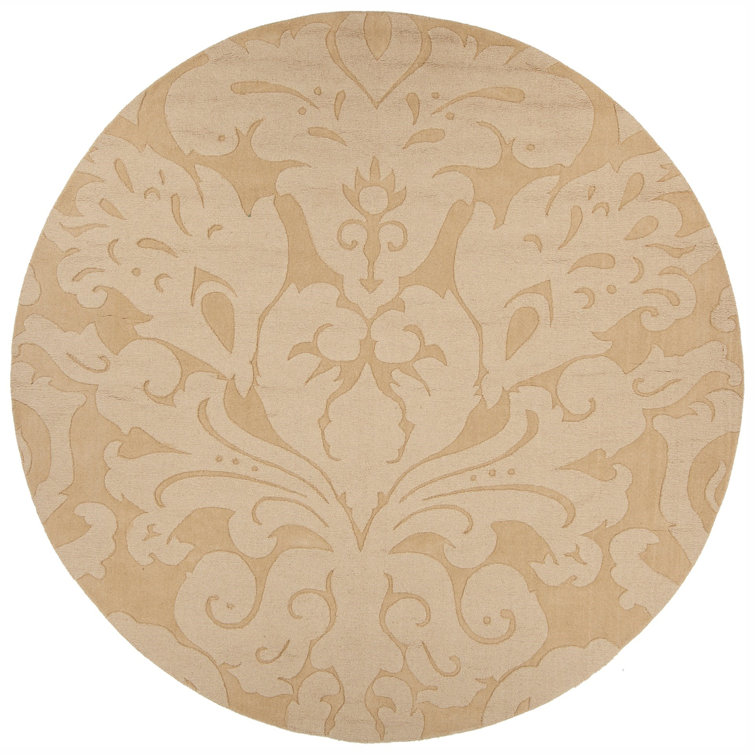 Handmade Light Gold Round Wool Tufted Area Rug 8'0" x 8'0"