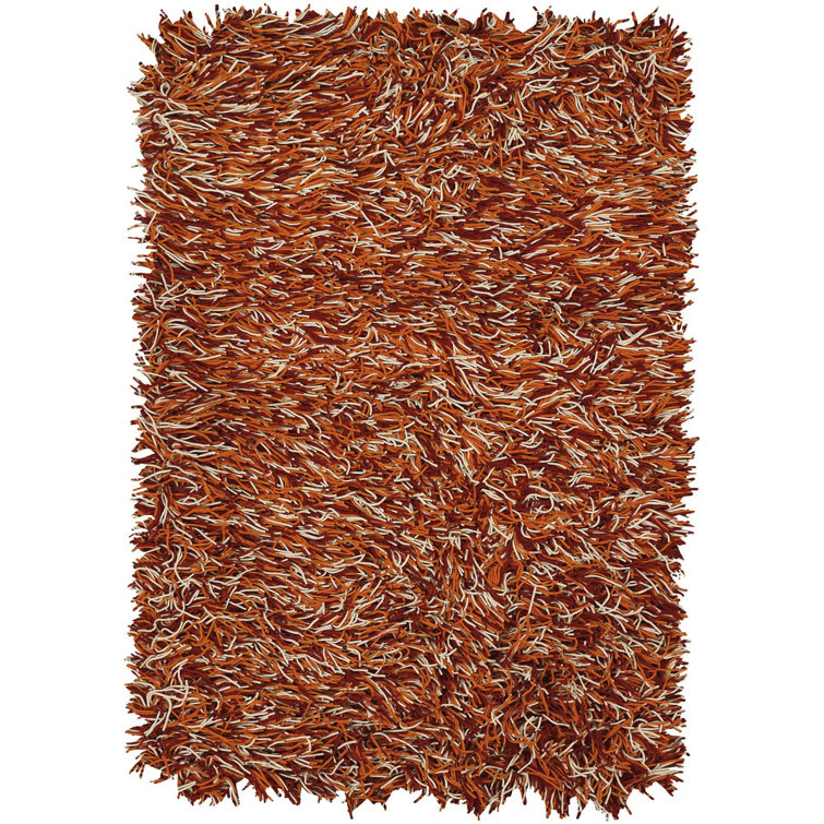Handmade Cyrah Red Wool Shag Rug 5' x 7'6"