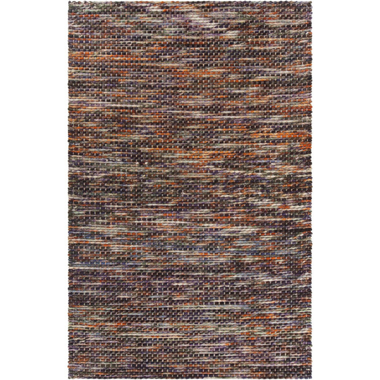 Handmade Rectangular 5' x 7' Orange Wool Stripe Shag Rug