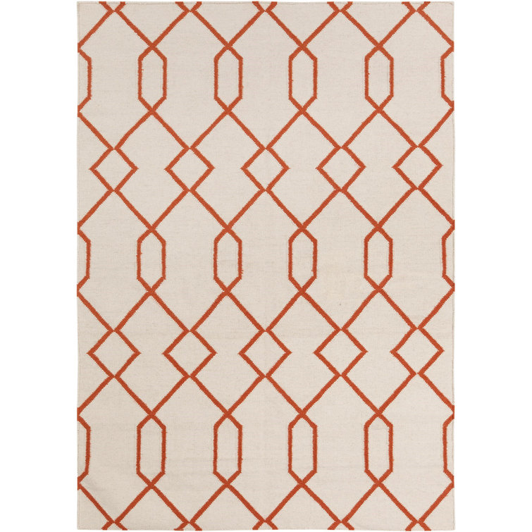Lima Handmade Geometric Red Wool Area Rug, 7' x 10'