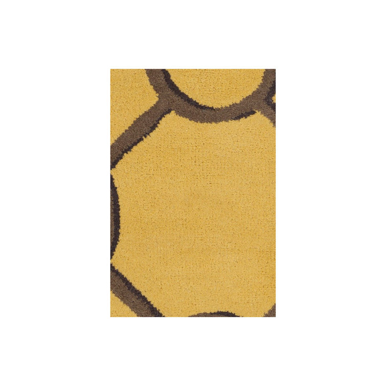 Luxe Diamond-Circle Yellow Wool 5' x 7'6" Hand-Tufted Rug