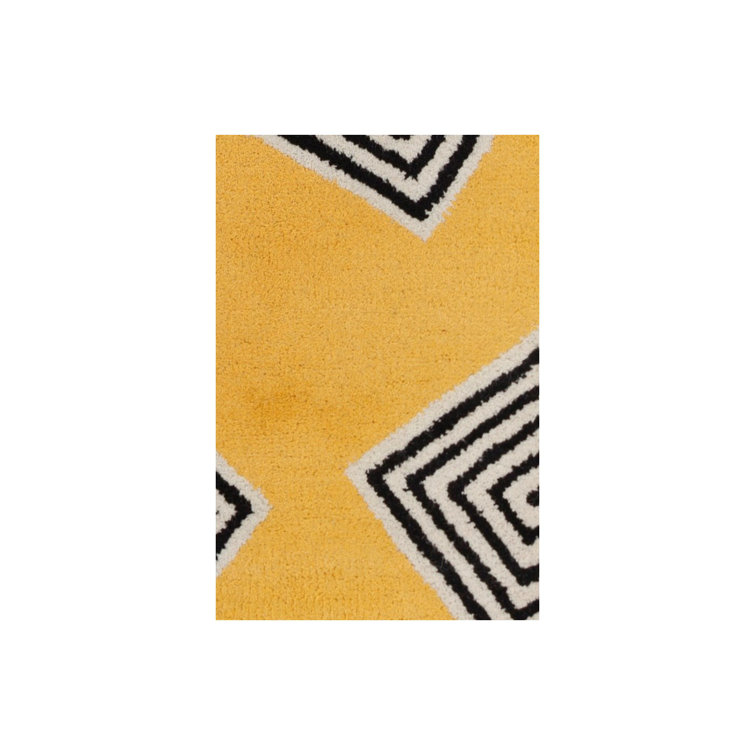 Hand-Tufted Stellar Black Wool Rectangular Rug 5' x 7'