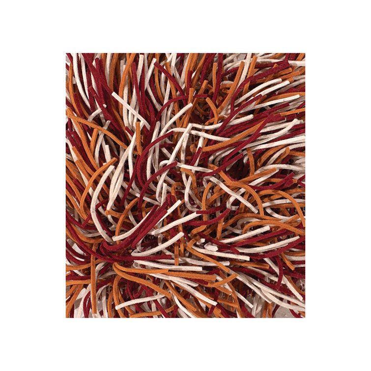 Handmade Cyrah Red Wool Shag Rug 5' x 7'6"