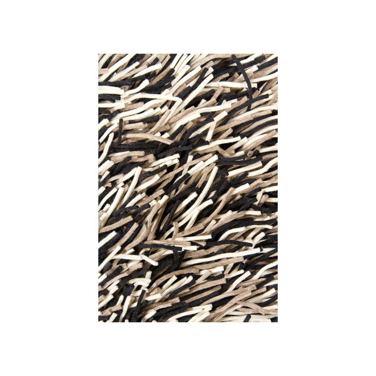 Handmade Cyrah Luxe Shag Black Wool Rug 9' x 13'