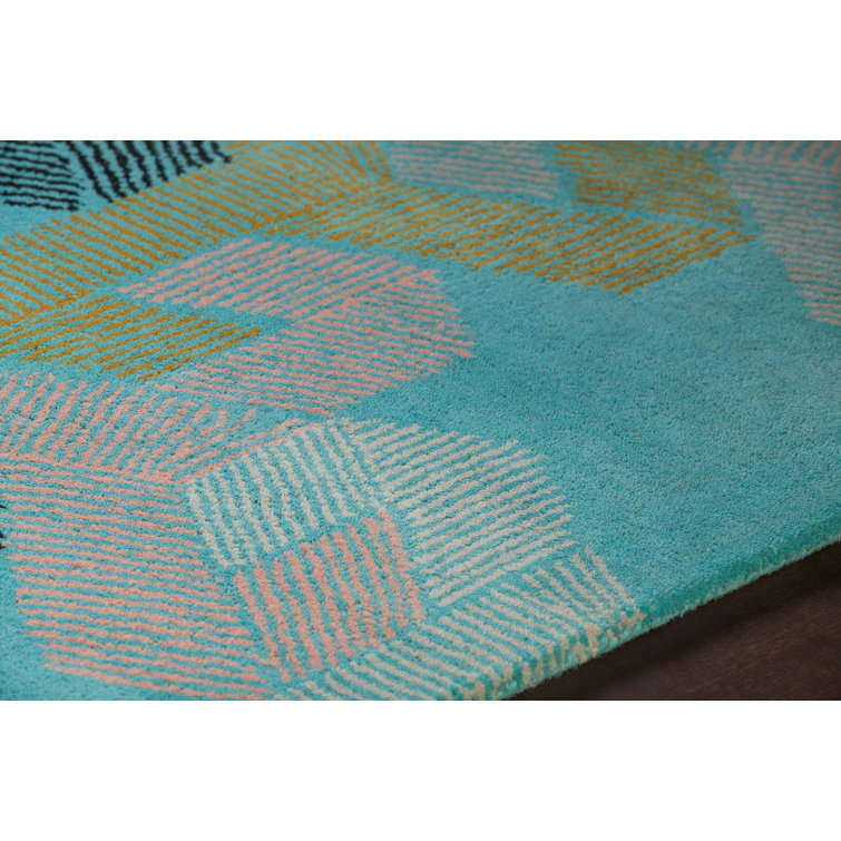 Handmade White Tufted Wool and Viscose 5' x 7' Rug