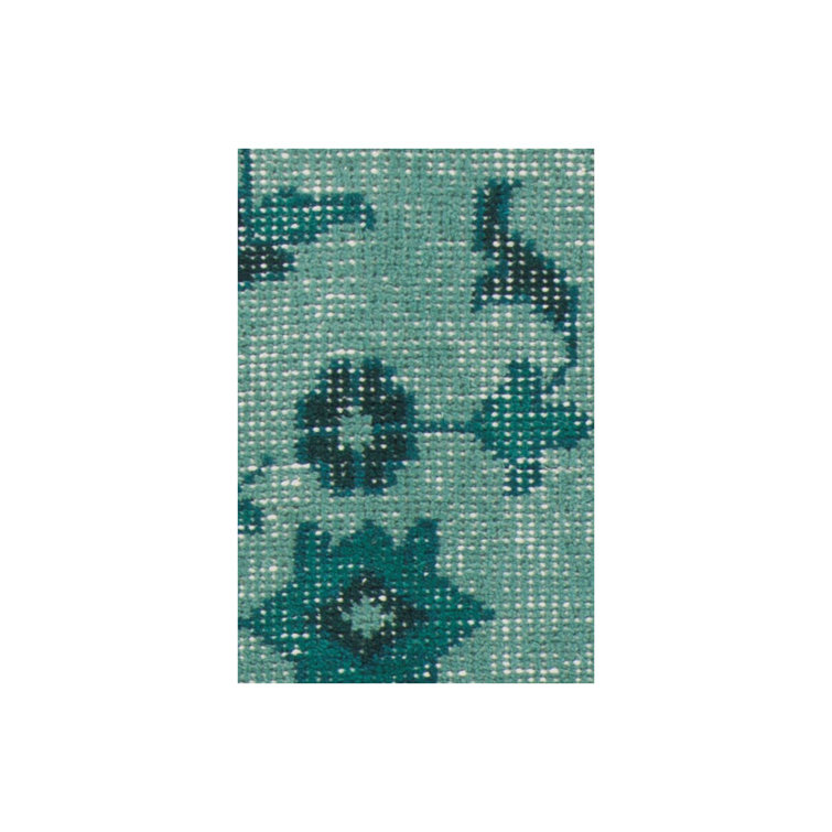 Hand-Knotted Teal Wool Rectangular 5' x 7' Rug