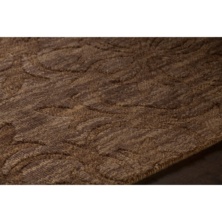 Handmade Tufted Brown Wool Rectangular Rug 9' x 13'