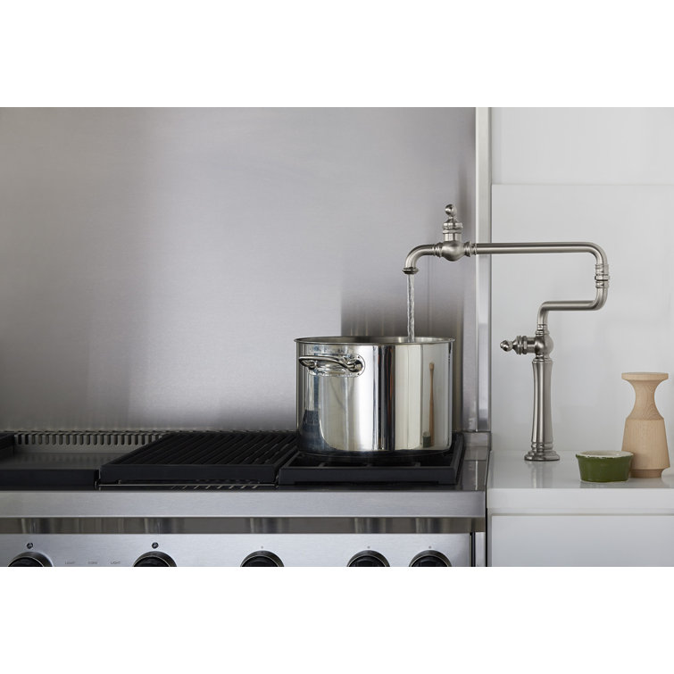 Vibrant Stainless Steel Single-Hole Deck-Mount Pot Filler