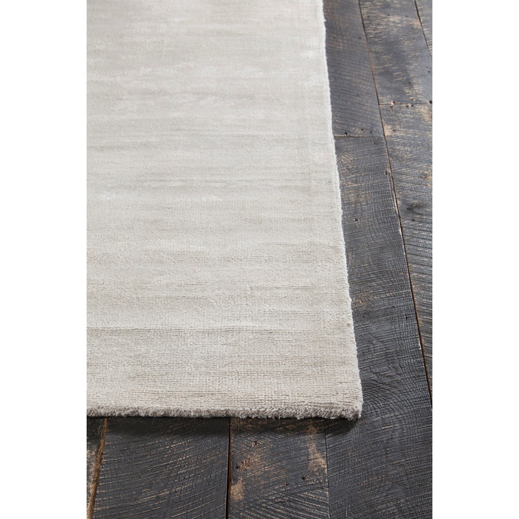Ivory Rectangular Hand-Woven Wool Blend Area Rug 5' x 7'