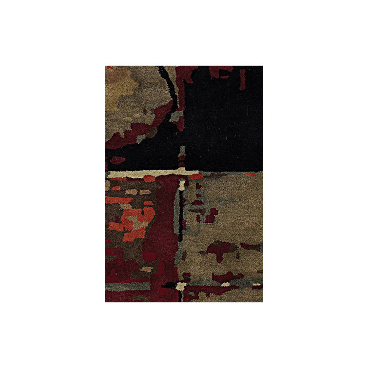 Nirvana Abstract Red Wool 7'9" x 10'6" Tufted Area Rug