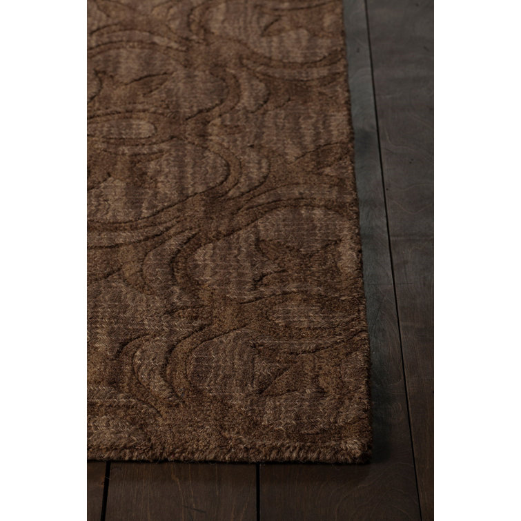 Handmade Tufted Brown Wool Rectangular Rug 9' x 13'