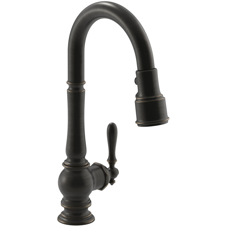 Oil-Rubbed Bronze Pull-Down Kitchen Faucet with Spray
