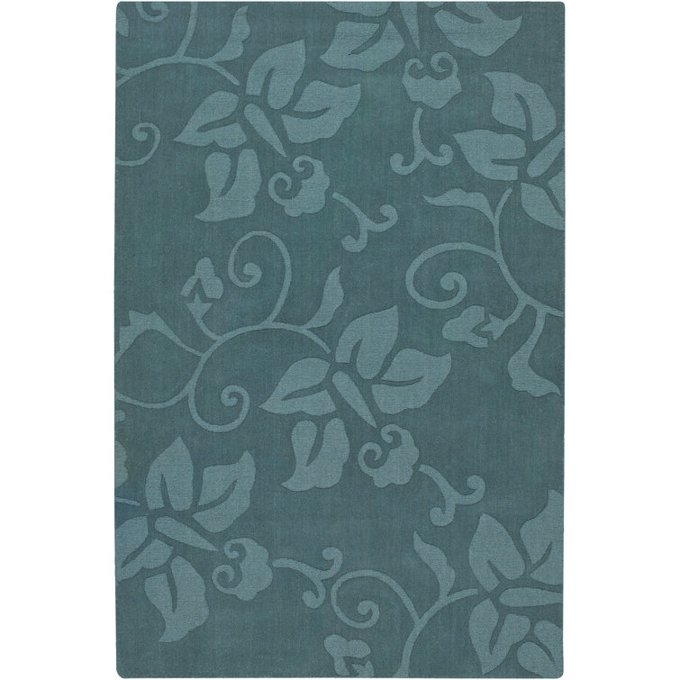 Handmade Blue Wool Tufted Rectangular 5' x 7' Rug