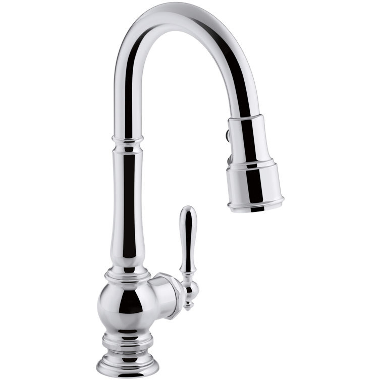 Artifacts Polished Chrome Single Handle 10" Pull Down Kitchen Faucet