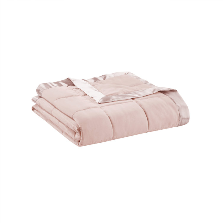 Twin Pink Down Alternative Blanket with Satin Trim