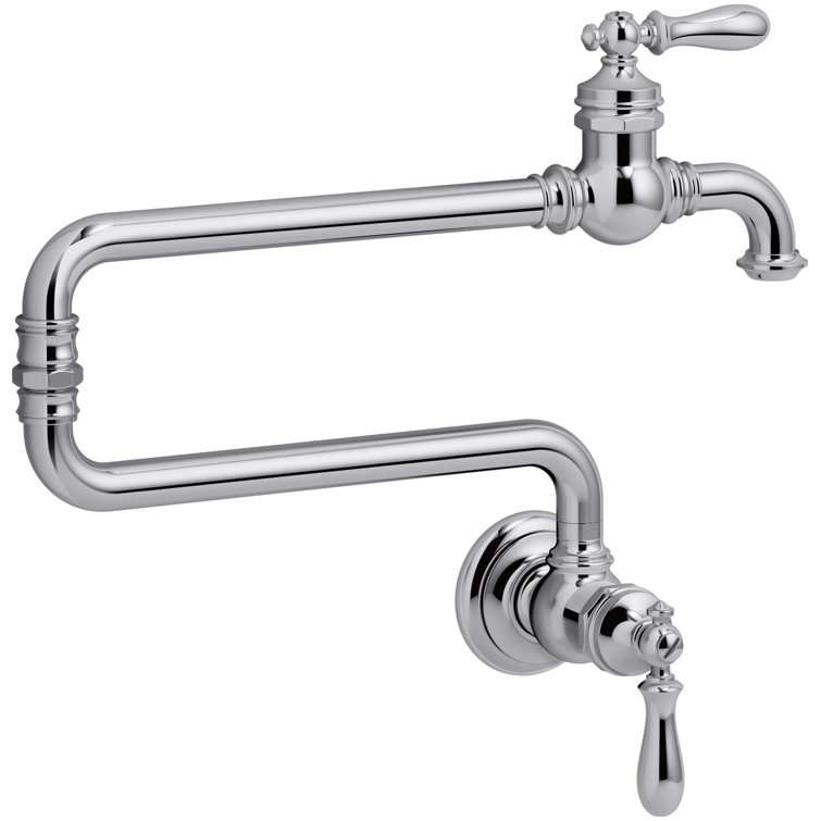 Polished Chrome Wall-Mount Articulating Pot Filler Faucet