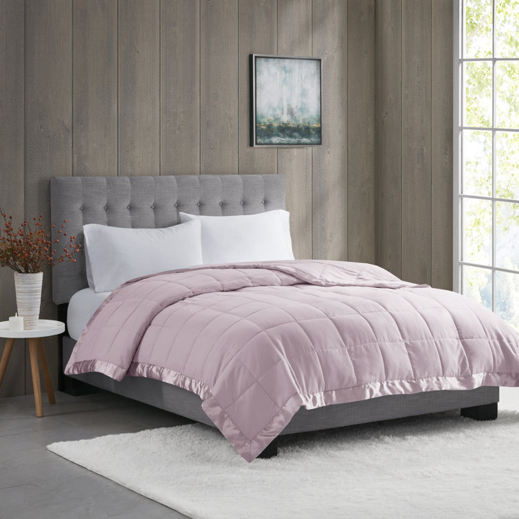 Full/Queen Blue Down Alternative Blanket with Satin Trim
