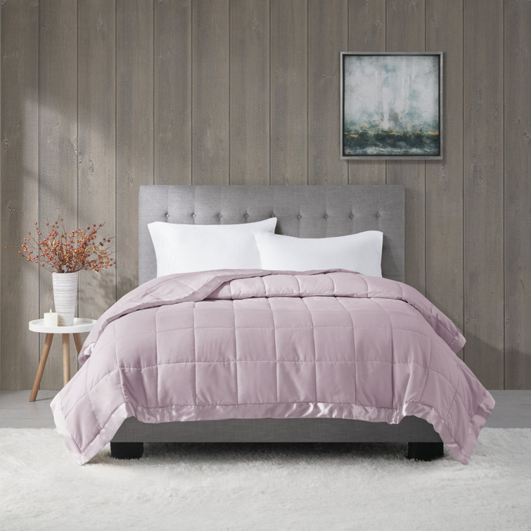 Full/Queen Blue Down Alternative Blanket with Satin Trim