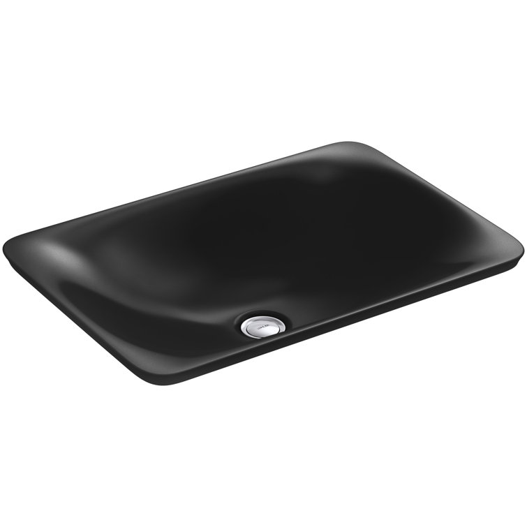 Carillon 21" Black Ceramic Rectangular Above-Counter Vessel Sink