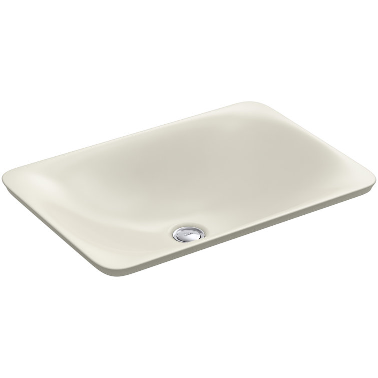 Biscuit Ceramic Rectangular Above-Counter Bathroom Sink