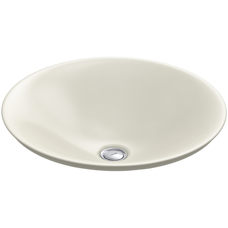 Biscuit Round Ceramic Above-Counter Bathroom Sink
