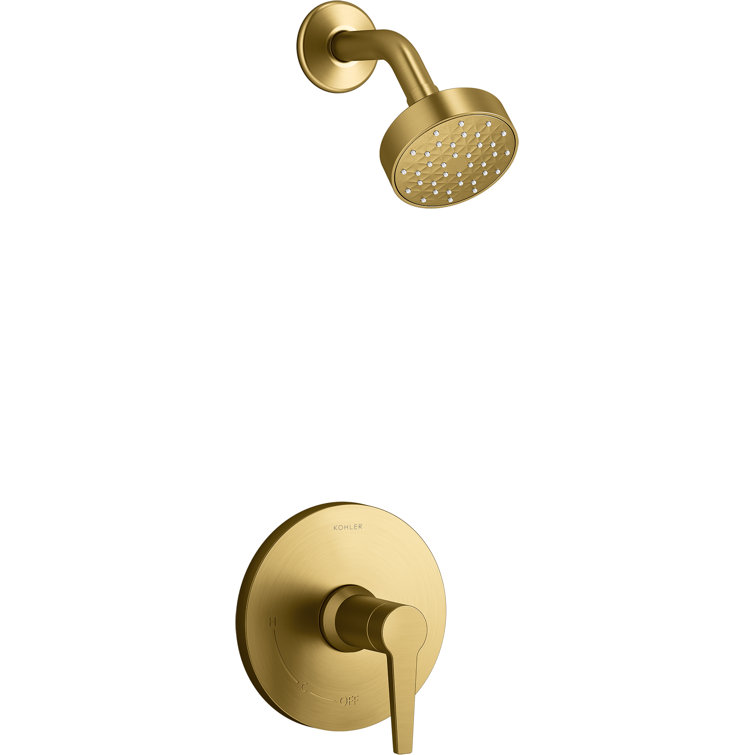 Vibrant Brushed Moderne Brass Wall Mounted Shower Trim Kit
