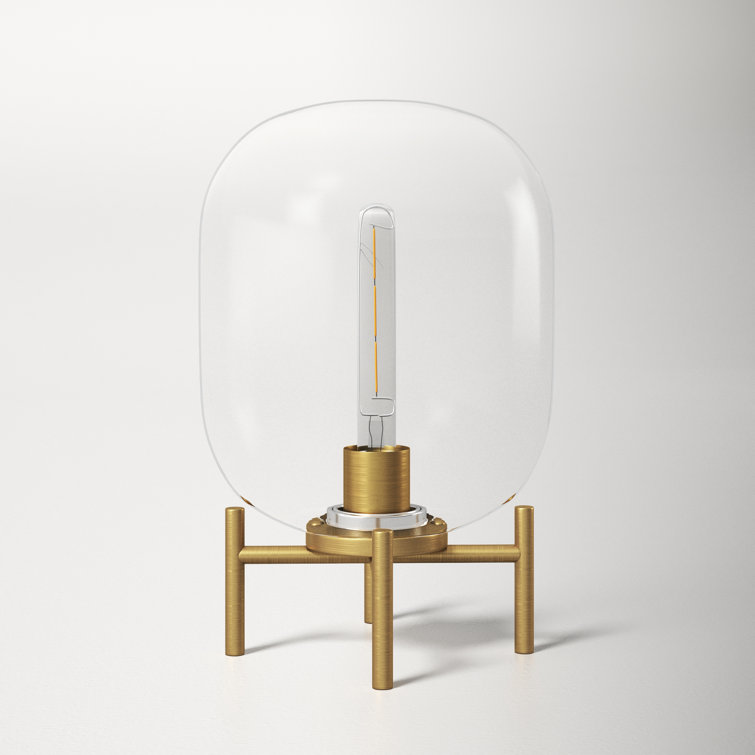 Edison Voice-Controlled Industrial Table Lamp in Brushed Brass/Clear