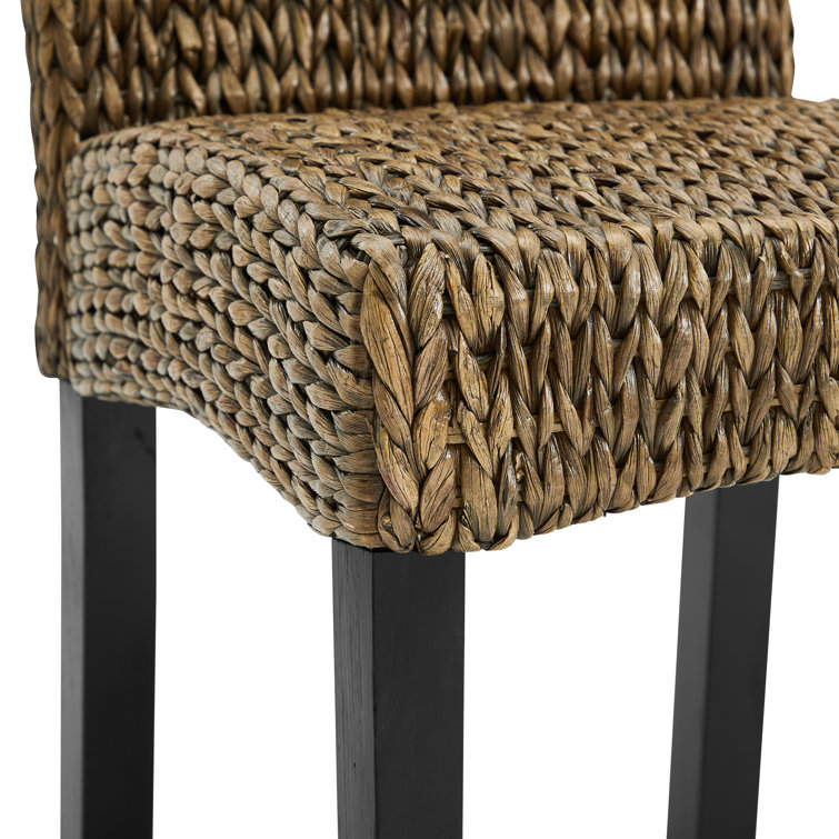 Edgewater Mahogany Wood & Seagrass Parsons Side Chair, Dark Brown