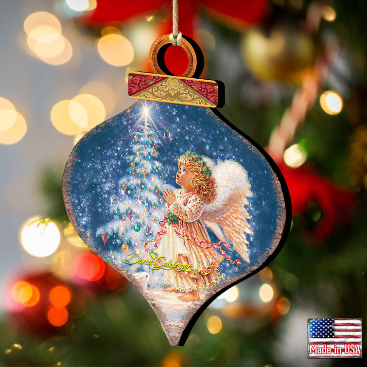Light of Christmas Angel Birch Wood Ornament Set