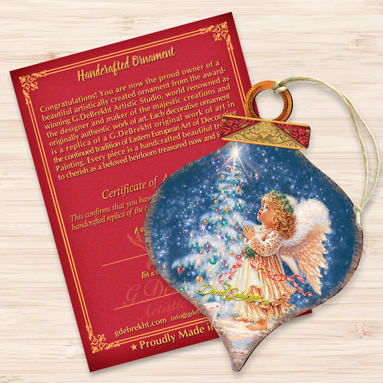 Light of Christmas Angel Birch Wood Ornament Set